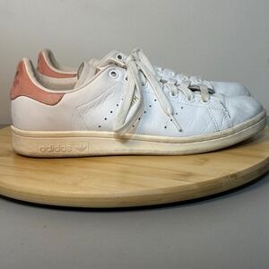 Adidas Originals Stan Smith White Pink Leather Lace Up Trainers Sneaker Mens 7.5